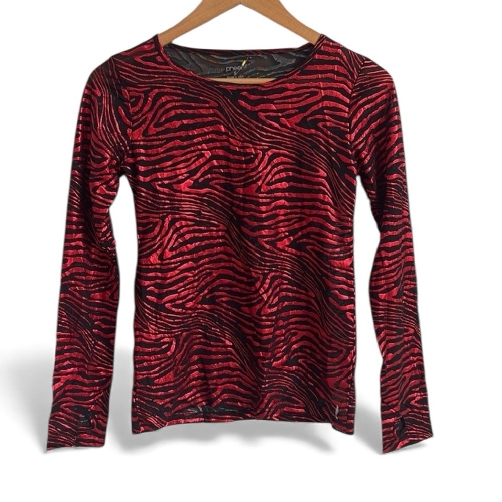 Pheel Peekaboo Foil Mesh Long Sleeve Top SMALL NEW!